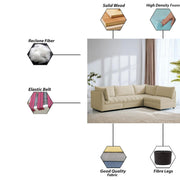 Lenser L Shaped Sofa Set for Living Room (Cream Fabric) Premium Fabric Sofa Set