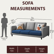 Mikasa 3 Seater Sofa Set for Living Room (Blue Grey Colour Fabric) Premium Fabric Sofa