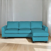 Danver RHS 4 Seater L Shape Sofa Set for Living Room (Turquise Fabric) Premium Fabric Sofa