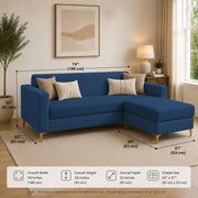 Casaliving Daxos 4 Seater L Shape Sofa Set with Movable Ottoman | Flexible Left or Right Layout | Cozy Velvet Fabric | Soft Touch Seating | Modern Designer Sofa for Living Room (Black)