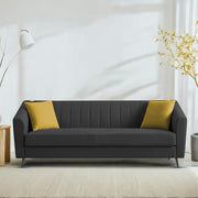 Casaliving Barton 3 Seater Sofa for Living Room (Blue Black Fabric) Premium Fabric Sofa