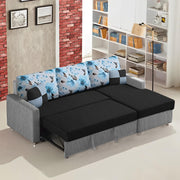 Rolando 4 Seater Sofa Cum Bed for Living Room (Cream Black) Premium Fabric Sofa