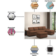 Rone 6 Seater L-Shaped & U-Shaped Sofas Set for Living Room – (Brown Colour Fabric) Premium Comfort Sofa