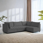 Lenser L Shaped Sofa Set for Living Room (Black Fabric) Premium Fabric Sofa Set