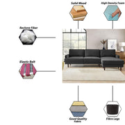 Oudrey 3 Seater Sofa Set with Center Table for Living Room (Black Colour) Premium Fabric Sofa