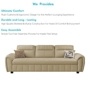 Alicia 3 Seater Sofa Cum Bed for Living Room (Cream Fabric) Premium Fabric Sofa