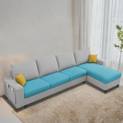 Casaliving Porto LHS 6 Seater L Shape Sofa Set for Living Room (Black Fabric) Premium Velvet Fabric