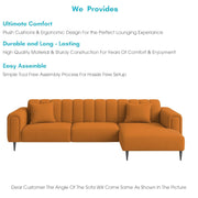 Damian RHS 4 Seater L Shape Sofa Set for Living Room (Orange Colour Fabric) Premium Fabric Sofa Set for Living Room