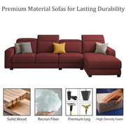 Orion RHS 6 Seater L Shape Sofa Set for Living Room (Maroon Colour) Premium Fabric Sofa