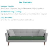 Letty 3 Seater Sofa Set for Living Room (Green Grey Colour) Premium Fabric Sofa