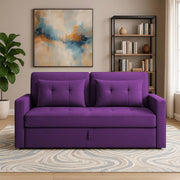 Treshta 2 Seater Pull-Out Premium Fabric Sofa Cum Bed Sofa Set for Living Room (Blue Fabric Color) Premium Fabric Sofa Set for Living Room