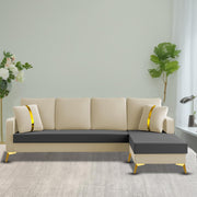 Casaliving Mandis LHS 4 Seater L Shape Sofa Set for Living Room (Black Fabric) Premium Fabric Sofa