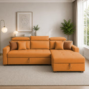 Casaliving Gagnon LHS 4 Seater L Shape Corner Sofa Cum Bed for Living Room with Storage (Black Fabric) Premium Fabric Sofa Cum Bed