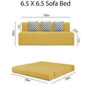 Marcus 3 Seater Sofa Cum Bed with 3 Cushions for Living Room (Black Fabric) Premium Fabric Sofa Set 6.5 X 6.5 Feet