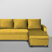 Asper RHS 4 Seater L Shape Sofa Set for Living Room (Yellow Fabric) Premium Fabric Sofa