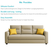 Evona 3 Seater Sofa Set for Living Room (Cream Colour Fabric) Premium Fabric Sofa