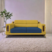 Falconar 3 Seater Sofa Set for Living Room (Blue Yellow abric) Premium Fabric Sofa