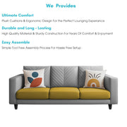 Casaliving Mikasa 3 Seater Sofa Set for Living Room (Black Colour Fabric) Premium Fabric Sofa
