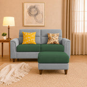 Casaliving Nancy 2 Seater with Ottoman Sofa Set for Living Room (Black Colour) Premium Fabric Sofa Set