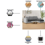 Charmi RHS 4 Seater L Shape Sofa Set for Living Room (Black Grey Fabric) Premium Fabric Sofa