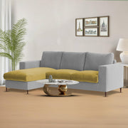 Charmi LHS 4 Seater L Shape Sofa Set for Living Room (Yellow Grey Fabric) Premium Fabric Sofa