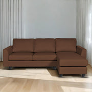 Danver RHS 4 Seater L Shape Sofa Set for Living Room (Brown Fabric) Premium Fabric Sofa