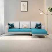 Falco RHS 4 Seater L Shape Sofa Set for Living Room (Turquise Grey Fabric) Premium Fabric Sofa