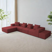 Sheron U Shaped Compressed Sofa Set for Living Room with Spacious Boucle Couch Set Living Rooms, (Maroon Fabric) Premium Fabric U Shape Sofa for Living Room