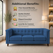Casaliving Fento 3 Seater Sofa Set for Living Room, 3 Seater (Black) Colour Premium Velvet Fabric Sofa