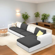 Badger LHS 6 Seater L Shape Sofa Set for Living Room (Black Fabric) Premium Fabric Sofa