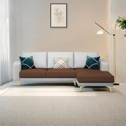 Falco RHS 4 Seater L Shape Sofa Set for Living Room (Brown Grey Fabric) Premium Fabric Sofa