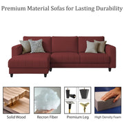 Oslo 4 Seater LHS L Shape Sofa Set for Living Room (Maroon Fabric) Premium Fabric Sofa Set for Living Room