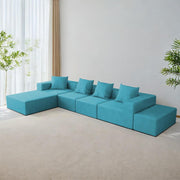 Sheron U Shaped Compressed Sofa Set for Living Room with Spacious Boucle Couch Set Living Rooms, (Turquise Fabric) Premium Fabric U Shape Sofa for Living Room