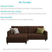 Netlie 4 Seater LHS L Shape Sofa Set for Living Room (Brown Fabric) Premium Fabric Sofa Set for Living Room