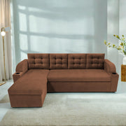 Grance LHS 4 Seater Corner Sofa Cum Bed for Living Room (Black Fabric) Premium Fabric Sofa