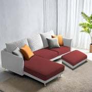 Casaliving Stanly LHS 4 Seater L Shape Sofa with Center Table for Living Room (Blue Fabric)