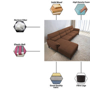Janifer LHS 6 Seater L Shape Sofa Set for Living Room (Brown Colour) Premium Fabric Sofa Set