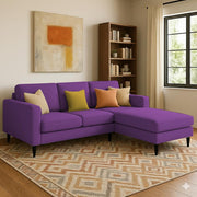 Grayon 3 Seater L Shape Convertible Sofa Set for Living Room, 3 Seater & Ottoman Modular Sectional Couch for Small Space (Grey Dark Grey Colour) Fabric