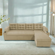 Grance LHS 4 Seater Corner Sofa Cum Bed for Living Room (Black Fabric) Premium Fabric Sofa