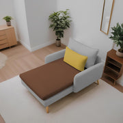 Vive 1 Seater Lounge Sofa for Living Room (Brown Grey Colour) Premium Fabric Sofa