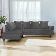 Casaliving Bradley LHS 4 Seater L Shape Sofa Set for Living Room (Black Grey Fabric) Premium Fabric Sofa