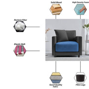 Dominic 1 Seater Sofa Set for Living Room (Black Grey Fabric) Premium Fabric Sofa