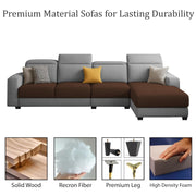Orion RHS 6 Seater L Shape Sofa Set for Living Room (Brown Grey Colour) Premium Fabric Sofa