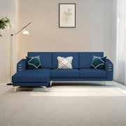 Falco LHS 4 Seater L Shape Sofa Set for Living Room (Blue Fabric) Premium Fabric Sofa