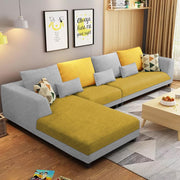 Casaliving Margreta RHS 6 Seater L Shape Sofa Set for Living Room (Black Grey Fabric) Premium Fabric Sofa