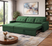 Casaliving Treshta 4 Seater LHS L - Shape Pull-Out Sofa Cum Bed with Storage Sofa for Living Room (Brown Fabric Color) Premium Fabric Sofa Set for Living Room Sofa Cum Bed