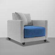 Dominic 1 Seater Sofa Set for Living Room (Black Grey Fabric) Premium Fabric Sofa