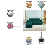 Grance LHS 4 Seater Corner Sofa Cum Bed for Living Room (Black Fabric) Premium Fabric Sofa