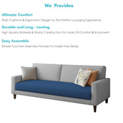 Kaven 3 Seater Sofa Set for Living Room (Blue Grey Colour Fabric) Premium Fabric Sofa