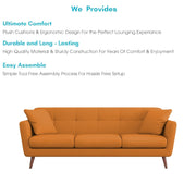 Letty 3 Seater Sofa Set for Living Room (Orange Colour) Premium Fabric Sofa